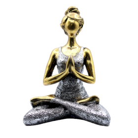 Yoga Lady Figura -  Bronze & Silver 24cm