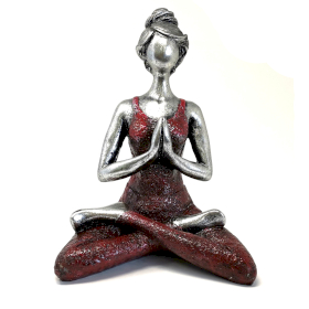 Yoga Lady Figura -  Silver & Bordeaux 24cm