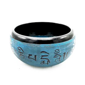 Cuenco de Polvo de Tierra - Mantra Azul Cinco Budas - 16cm