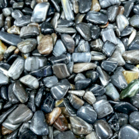 24x L Tumble Stones - Madera Petrificada Negra